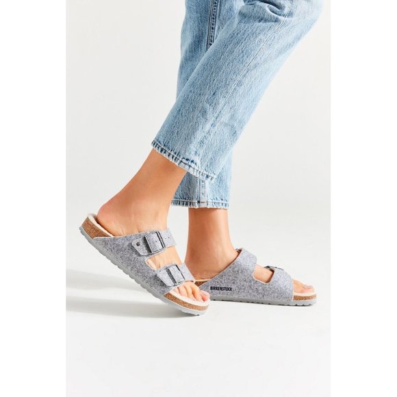 Birkenstock Shoes - Birkenstock Arizona Wool Felt Light Gray Size 38 Narrow New